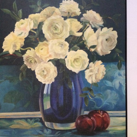 Wood plague wall hanging flowers in vase still life print - Picture 4 of 6